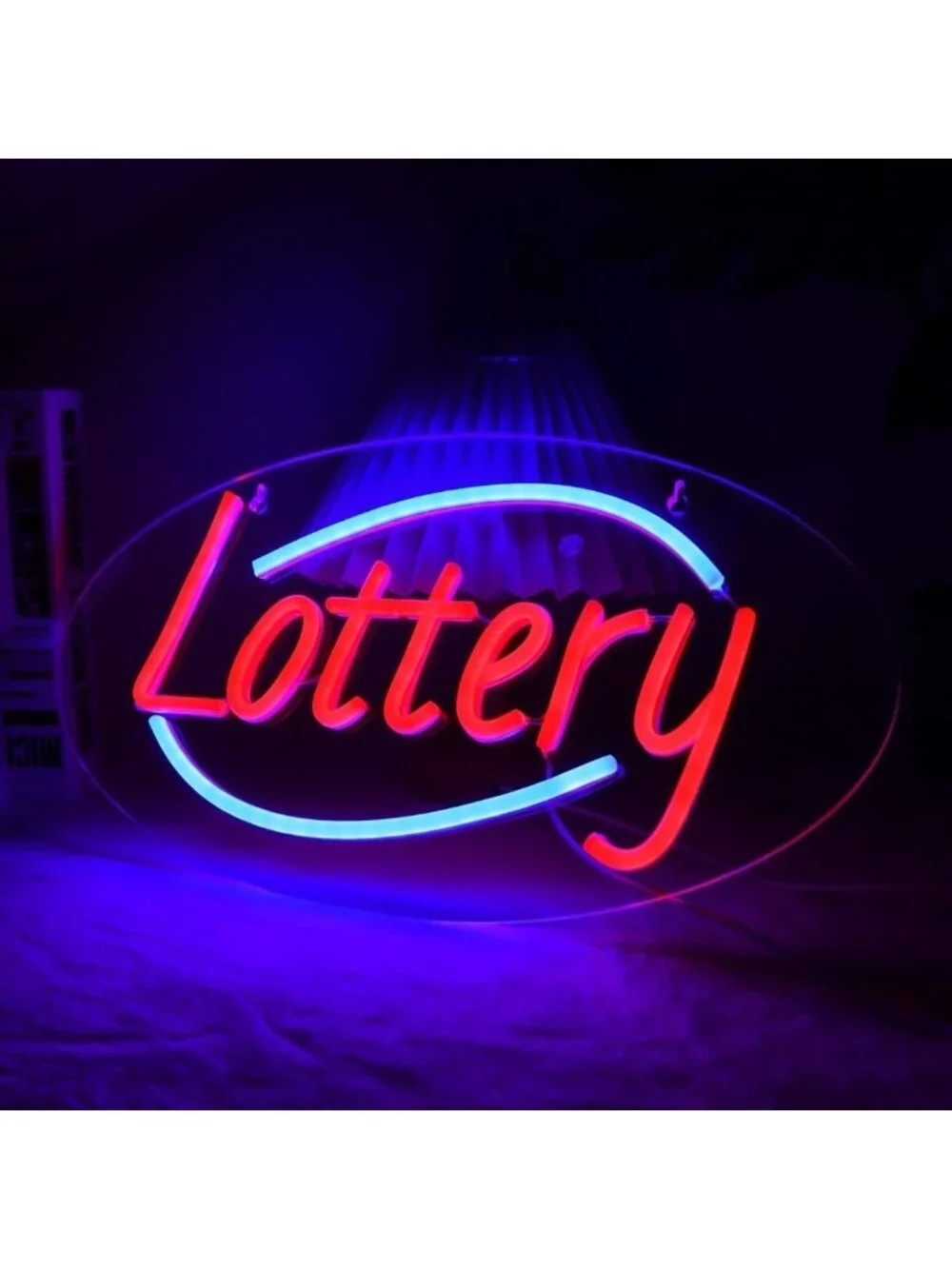 Neon Lottery Sign Wall Decor - LED Light for Store, Bar, Office, 16.1x9 Inch